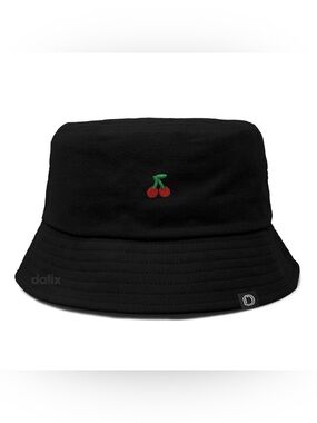 Dalix Lil Cherry Bucket Hat in Black Size Medium NWT